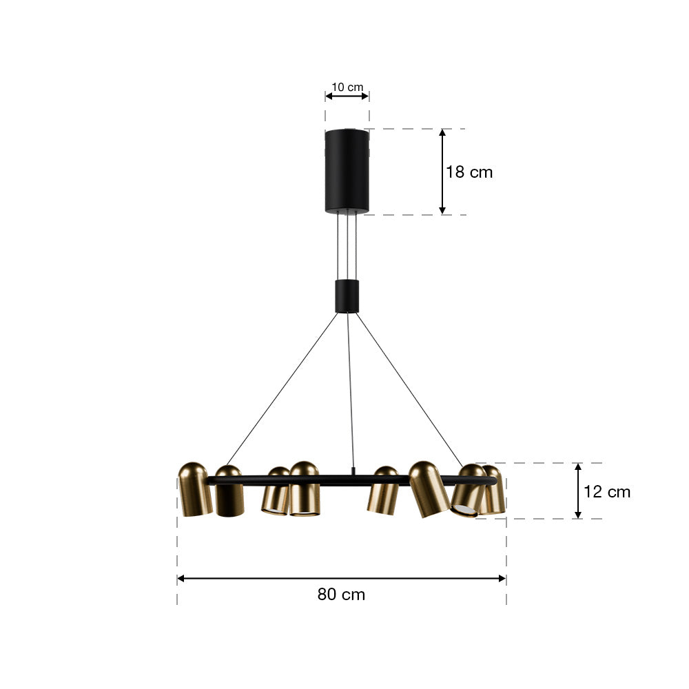 95 cm linear chandelier with spear