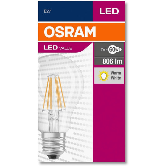 Osram Value Cla60 6,5W 827 E27 Flamanlı LED Ampul -  10'lu Set