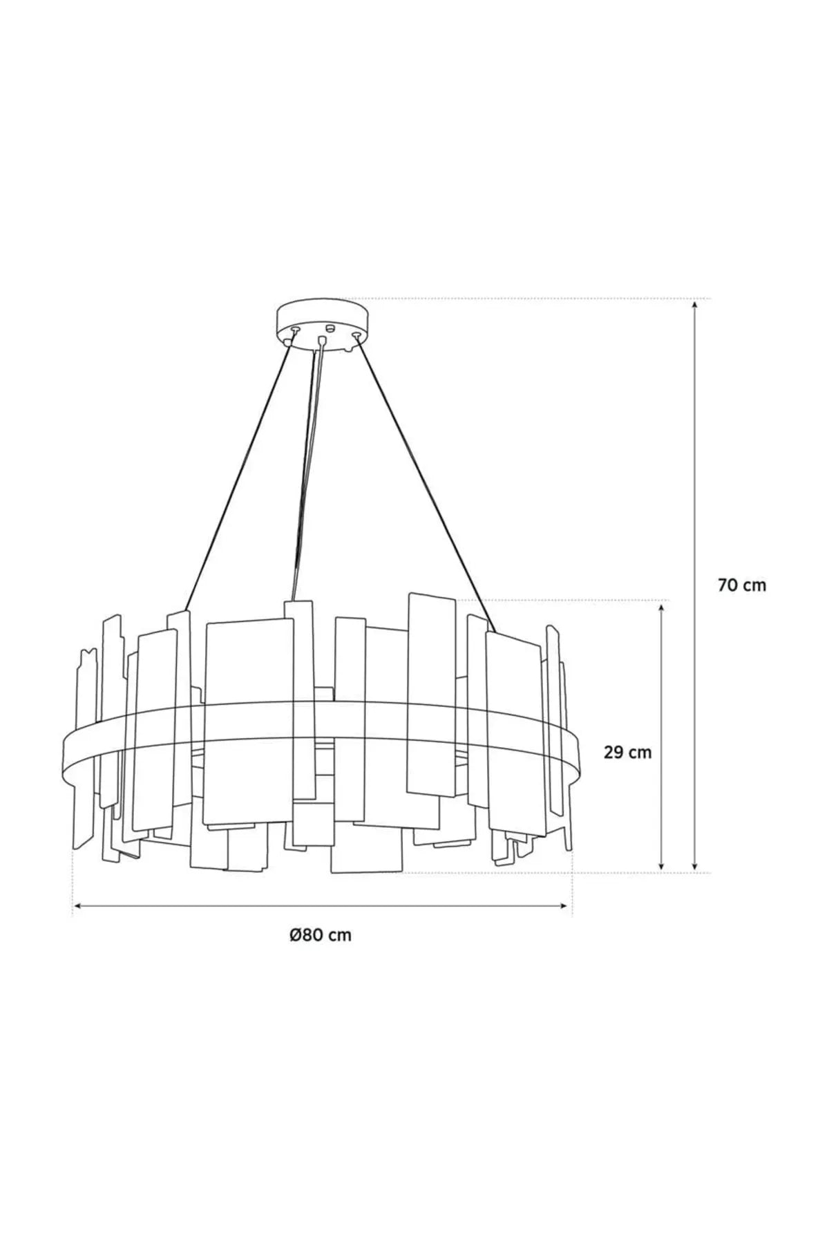 95 cm linear chandelier with spear