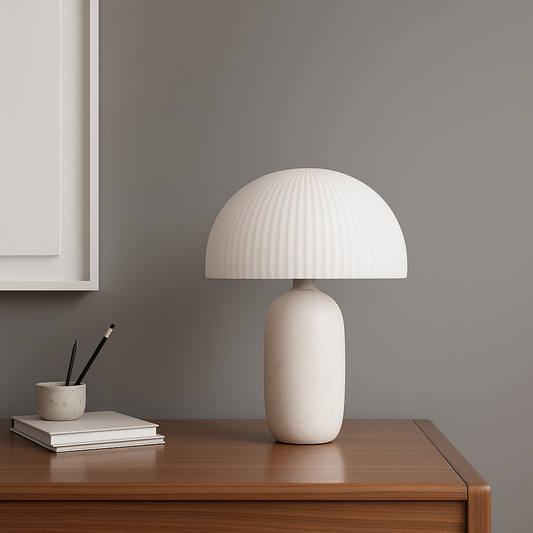 Alba Mermer Masa Lambası - Beyaz